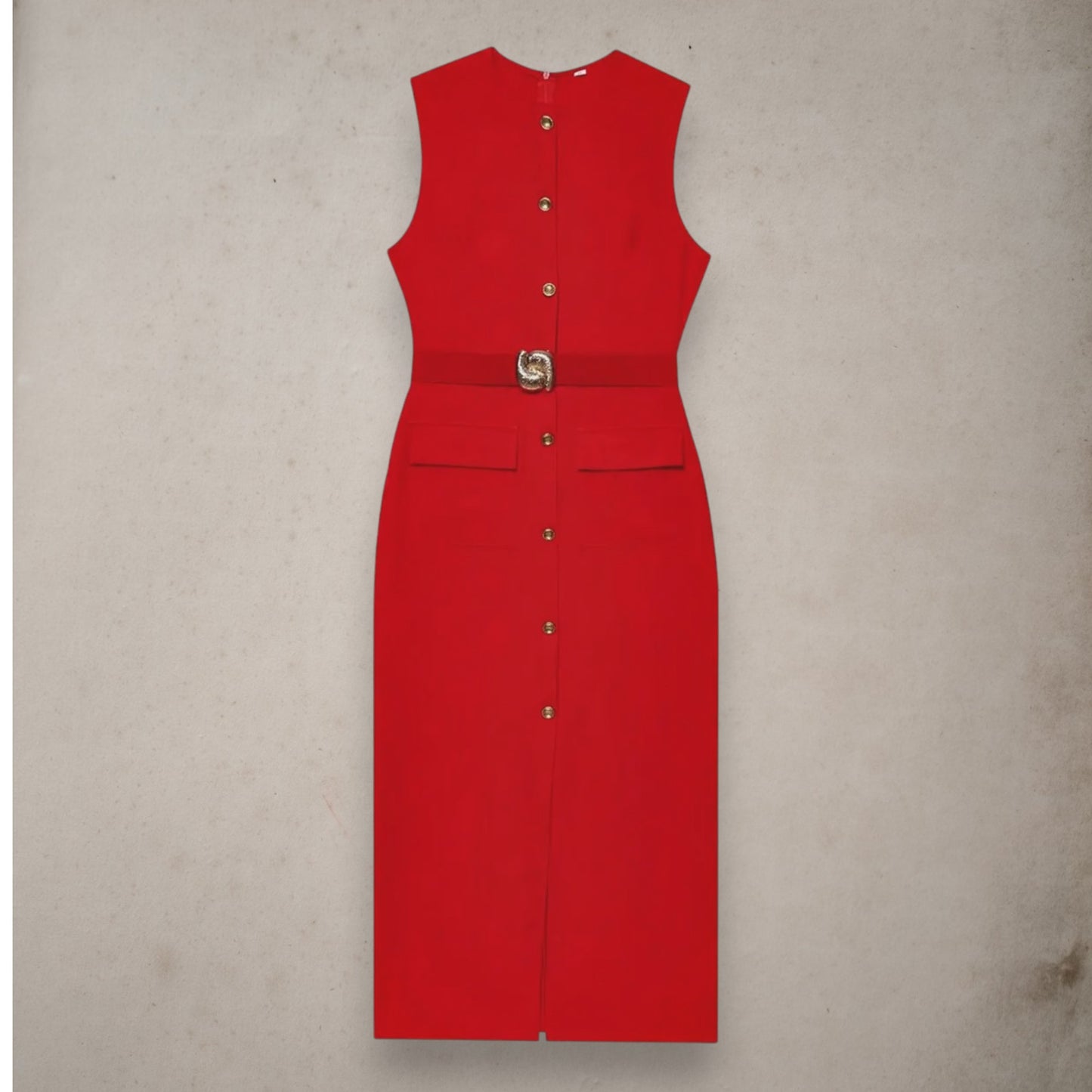 Women's Belted Black Sleeveless Dress – Office Chic Meets Summer Ease