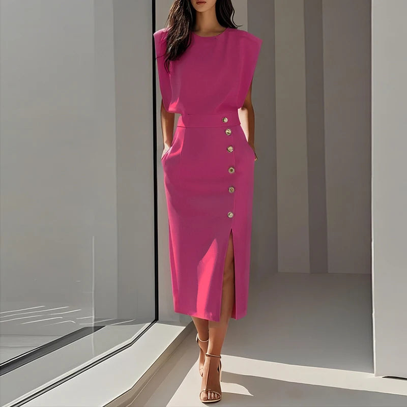 Women's Slim Fit Sleeveless Dress – Elegant Office-to-Event Look