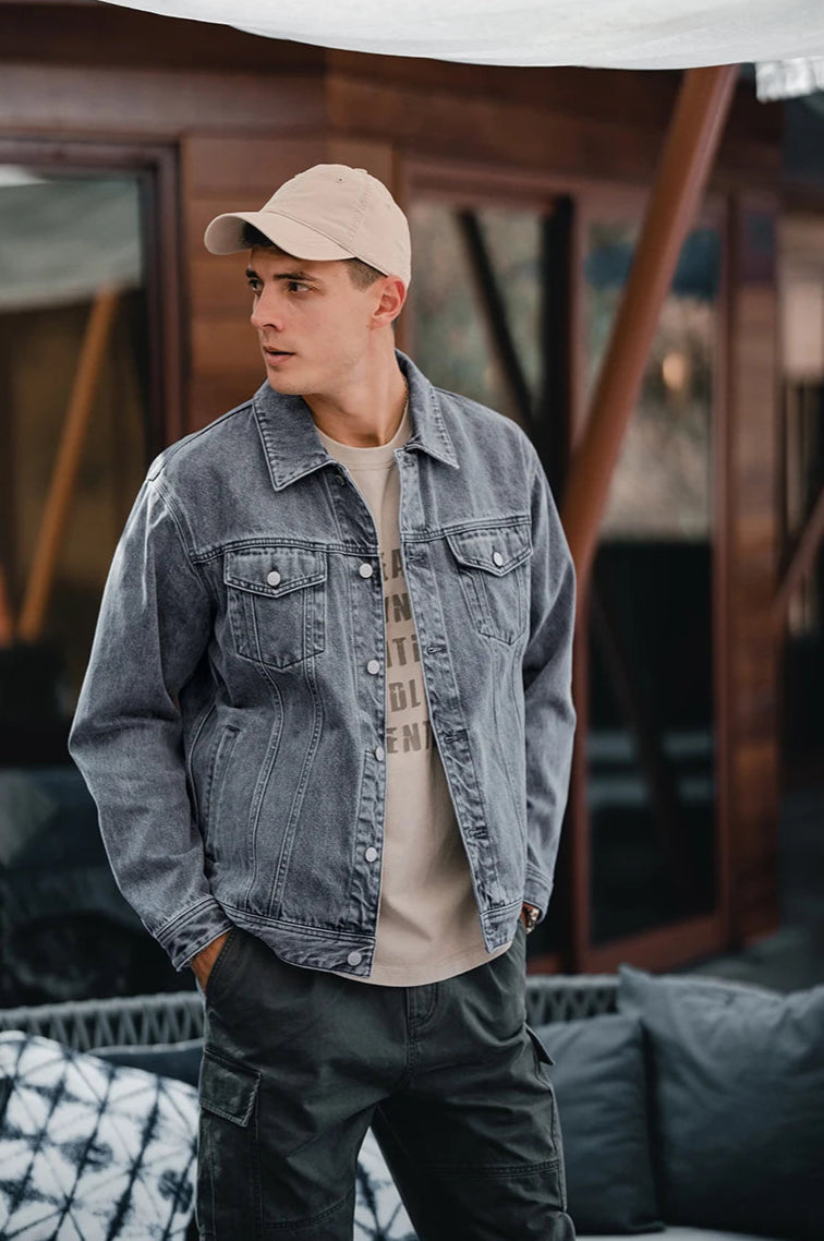 Men's Oversized Classic Denim Jacket – 12oz Washed Style With a Modern Fit