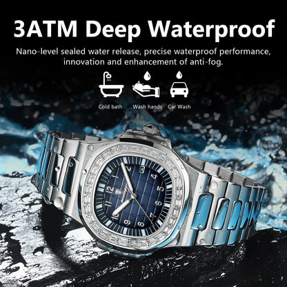 SteelSquare: Luminous Waterproof Men’s Watch