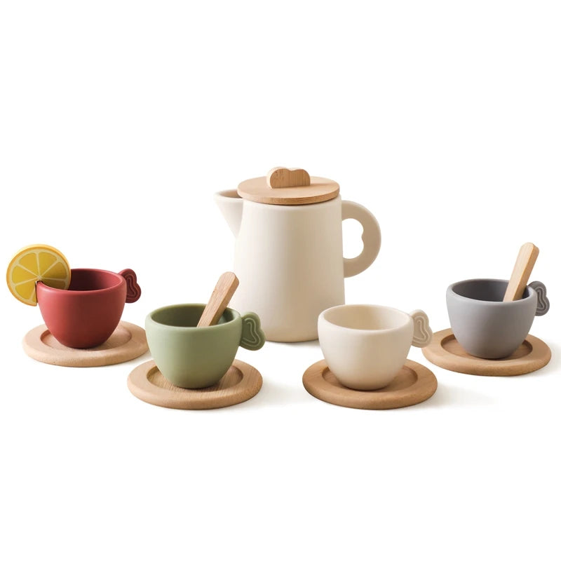 Little Tea Atelier: Montessori Wooden Tea Set with BPA-Free Silicone (Ages 3–6)