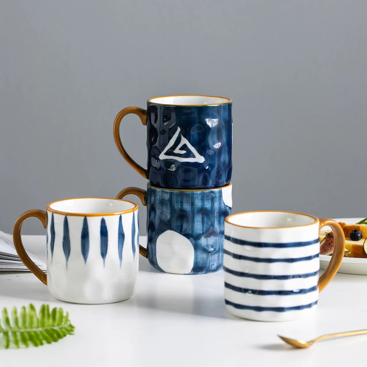 350ml Japanese Ceramic Mug  Coffee Cup Underglaze Office Home Milk   Bumpy Surface Handgrip  Microwave Safe