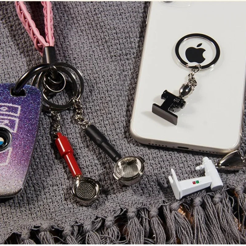 Coffee Supplies Keychain Mini Tamper Keychain Portable Fashionable Zinc Alloy Coffee Keychain Decoration Gift for Coffee Lovers
