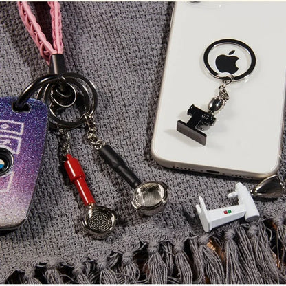 Coffee Supplies Keychain Mini Tamper Keychain Portable Fashionable Zinc Alloy Coffee Keychain Decoration Gift for Coffee Lovers