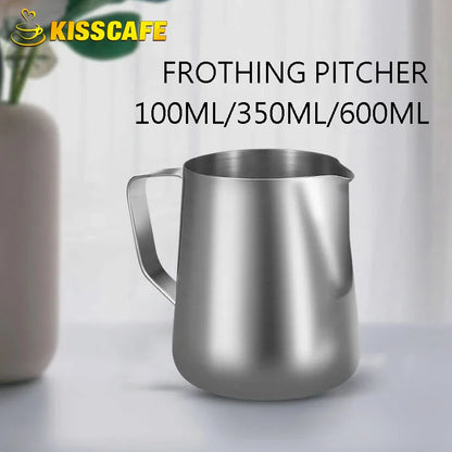 Milk Frother Jug Stainless Steel Container 100ML 350ML 600ML Frothing Pitcher Coffee Cups Latte Barista Espresso Maker Accessory