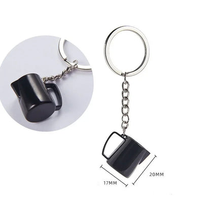 Coffee Supplies Keychain Mini Tamper Keychain Portable Fashionable Zinc Alloy Coffee Keychain Decoration Gift for Coffee Lovers