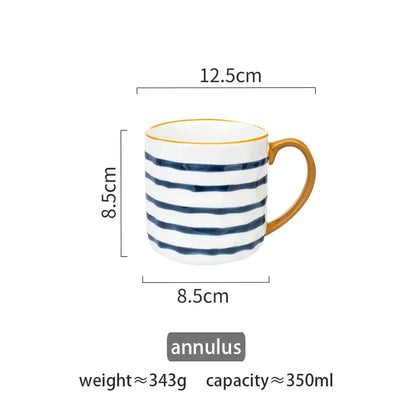 350ml Japanese Ceramic Mug  Coffee Cup Underglaze Office Home Milk   Bumpy Surface Handgrip  Microwave Safe