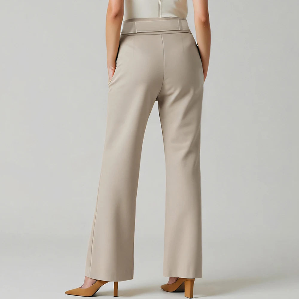 High Waist Straight Pants – Office-Ready with Sashes & Elegant Fit