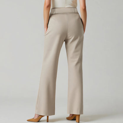 High Waist Straight Pants – Office-Ready with Sashes & Elegant Fit