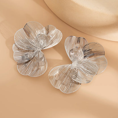Golden Bloom: Elegant Multi-Layer Petal Stud Earrings