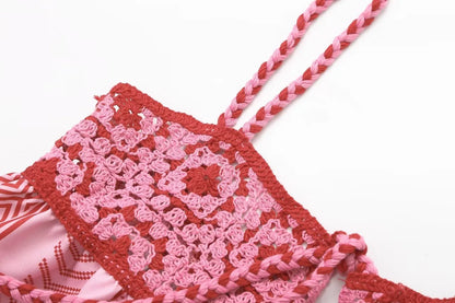 Women's Striped Hollow Detail Maxi Dress – Elegant A-Line Partywear