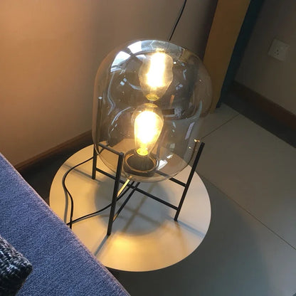 Lámpara de mesa nórdica posmoderna E27, lámpara de mesa de cristal para sala de estar, dormitorio, estudio, escritorio, decoración, luces para el hogar, lámpara de noche