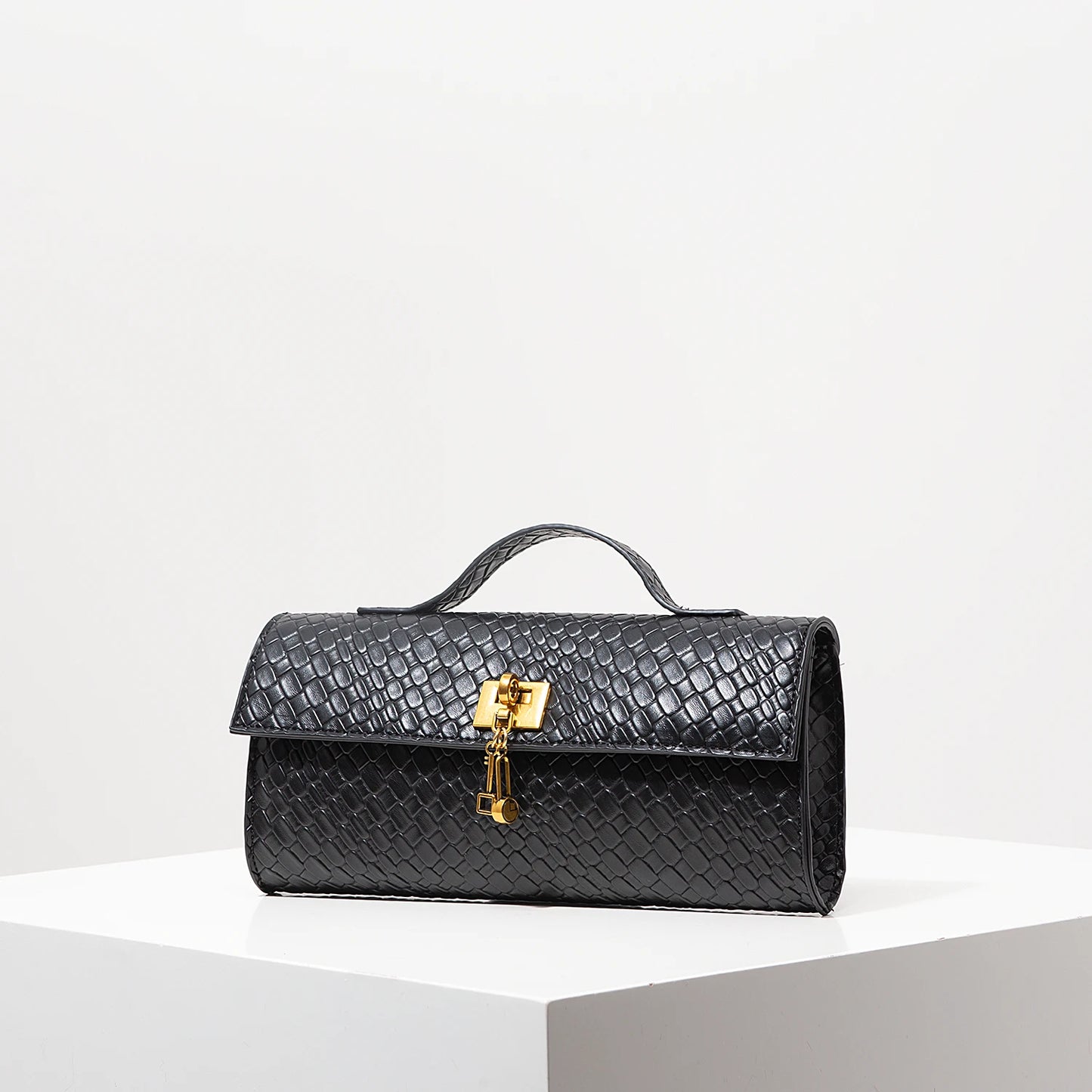 Vintage Faux Leather Woven Baguette Bag, Flap Women Clutch,Elegant Evening Bag,Burgundy Purse,Lady Dress Party,Wedding Item(Random Pattern)