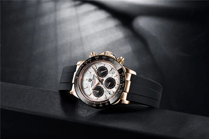 Sapphire Chrono: 40mm Stainless Steel Quartz Sports Watch