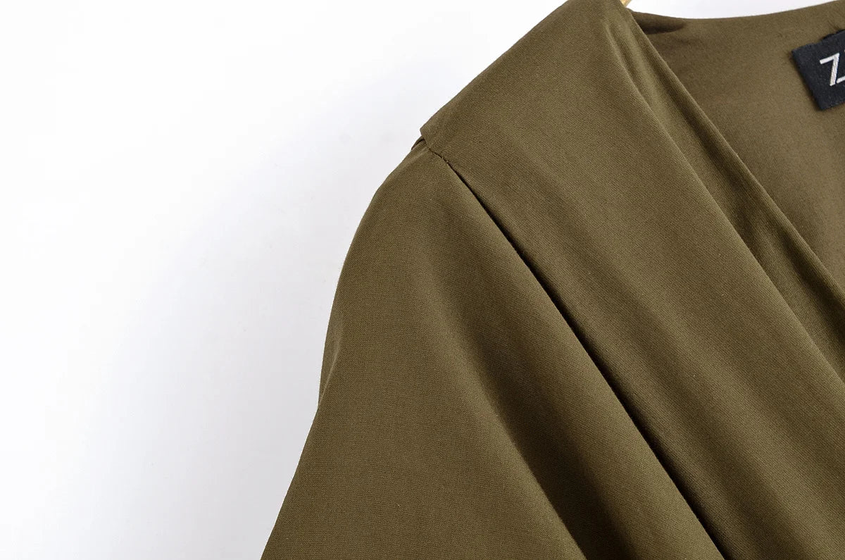 Women's V-Neck Lace-Up Midi Dress – Elegant, Backless & Summer-Ready