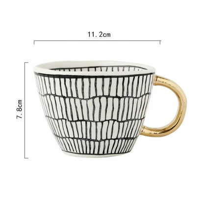 Golden Form: Geometric Hand-Painted Mug