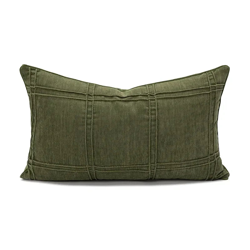 Verdant Line: Light Luxury Geometric Pillow Cover
