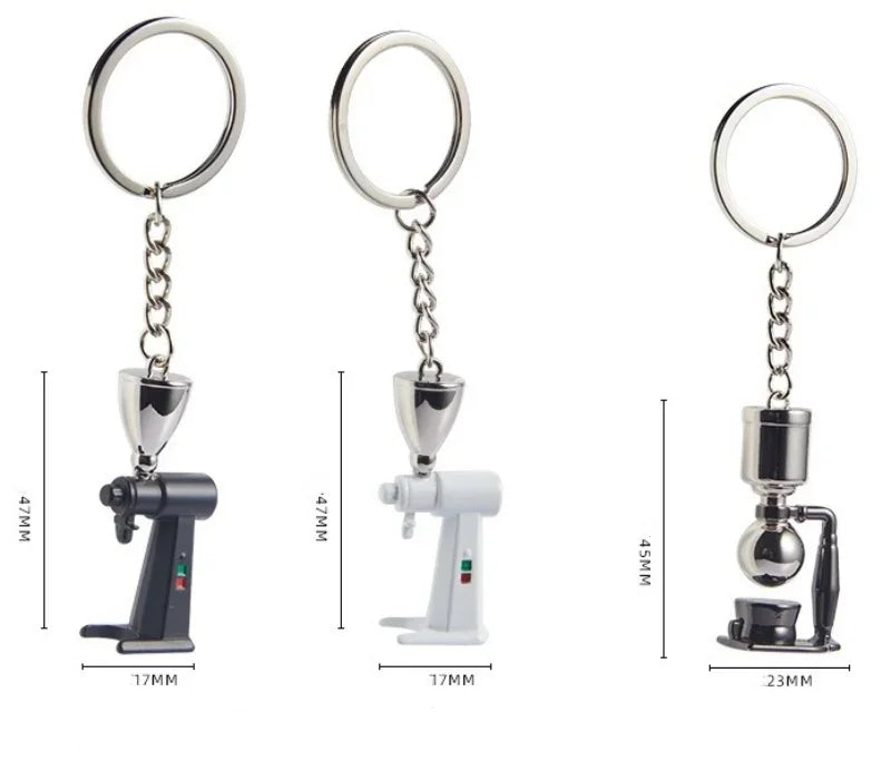 Coffee Supplies Keychain Mini Tamper Keychain Portable Fashionable Zinc Alloy Coffee Keychain Decoration Gift for Coffee Lovers