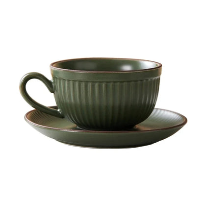 European Retro Ceramic Mug with Saucer