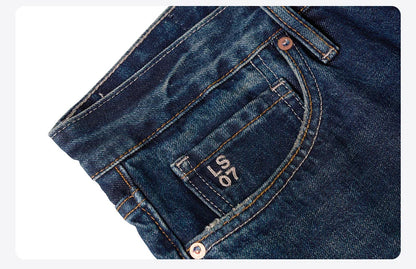 SIMWOOD 2025 Spring New loose Straight 13.5oz Fabric Washed Vintage Jeans Men Classical Plus Size Denim Trousers