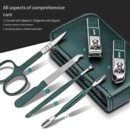 Steel Trim: Men’s 6-Piece Stainless-Steel Nail Clippers Set