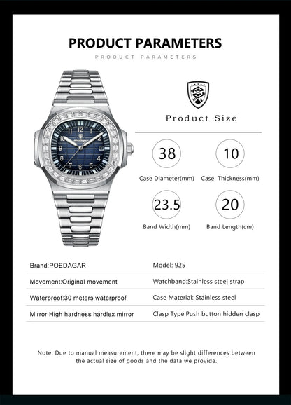 SteelSquare: Luminous Waterproof Men’s Watch