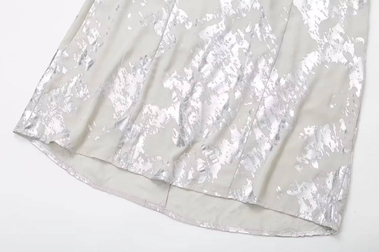 Women's Metallic Sequin Dress – Elegant A-Line Partywear with Spaghetti Straps