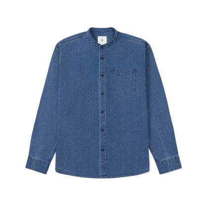 Men's Oversized Washed Indigo Cotton Shirt – Casual Cool With a Vintage Edge