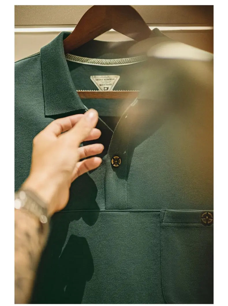 Men's Vintage Green Polo Shirt – Structured Style with Casual Ease
