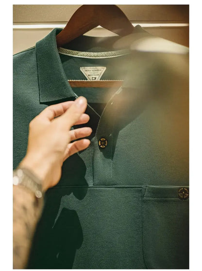 Men's Vintage Green Polo Shirt – Structured Style with Casual Ease