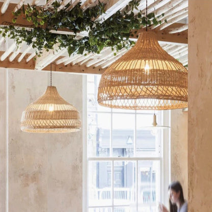 Glow Nest: Handwoven Rattan Pendant Lamp