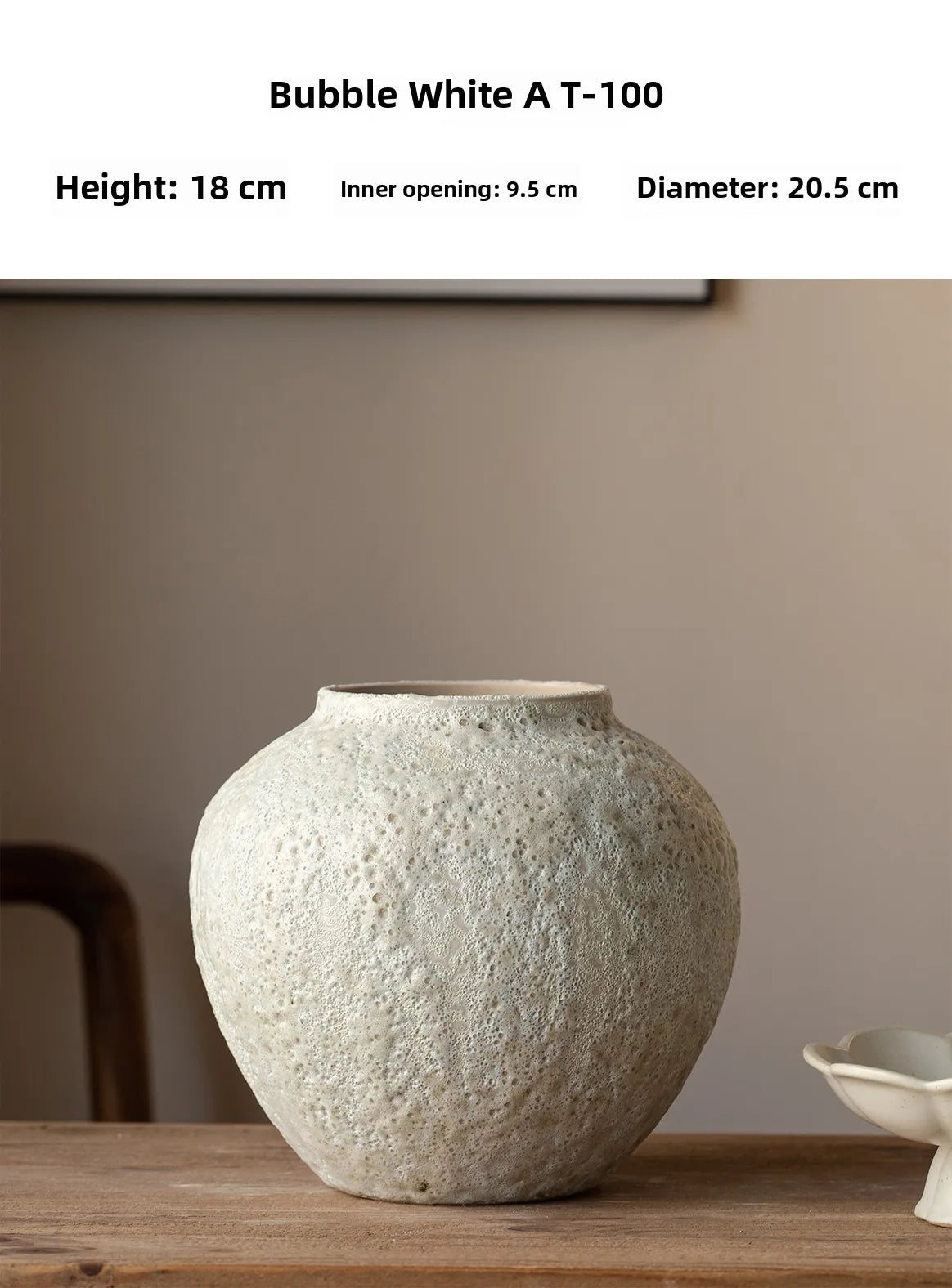 Retro Rustic White Cerc Flower Vase Bubble White Decorative Tabletop Ornament for Home Bedroom Living Room Dining Room