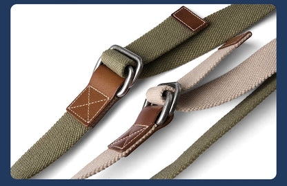 WeaveMark: Braided Canvas Belt with Leather Detail