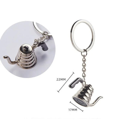 Coffee Supplies Keychain Mini Tamper Keychain Portable Fashionable Zinc Alloy Coffee Keychain Decoration Gift for Coffee Lovers
