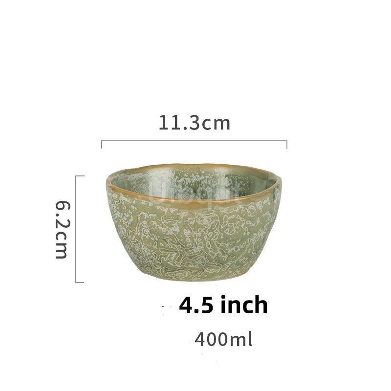 Green Ceramic Dinner Plate & Bowl