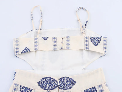 Women's Embroidered Hollow Midi Dress – Elegant Square Neck Style for Summer