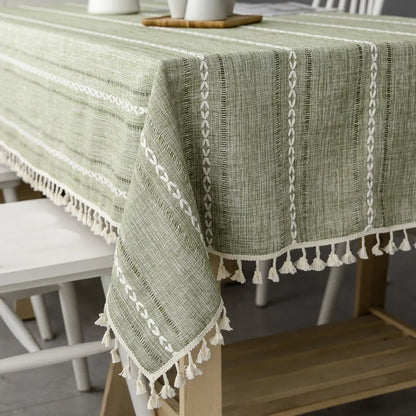 Lace Grain: Hollow Jacquard Linen Tablecloth