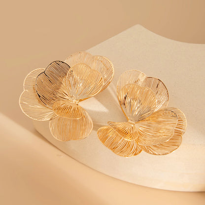 Golden Bloom: Elegant Multi-Layer Petal Stud Earrings