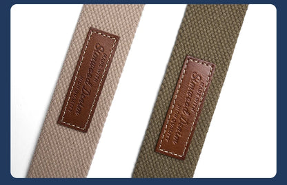 WeaveMark: Braided Canvas Belt with Leather Detail