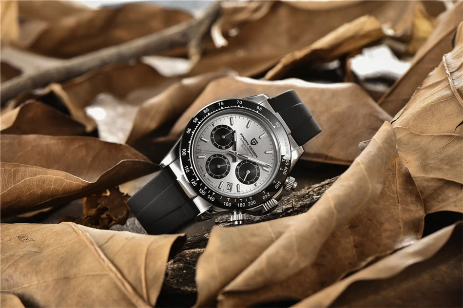 Sapphire Chrono: 40mm Stainless Steel Quartz Sports Watch