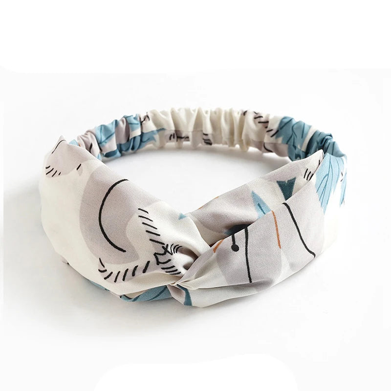 Boho Crown: Vintage Cross Turban Headband with Rhinestone Detail