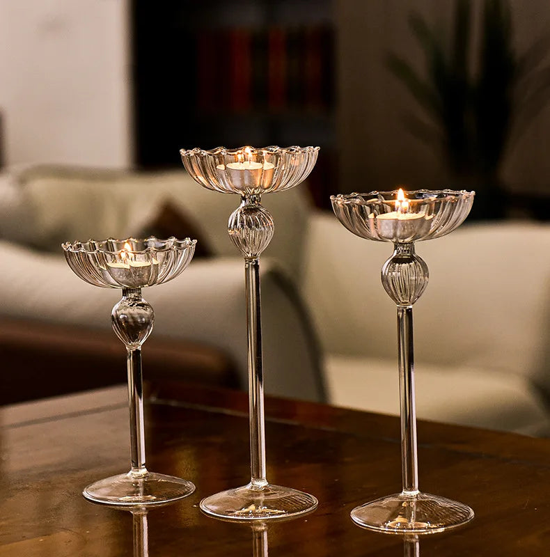 European high foot striped candlestick home decoration decoration wedding articles Romantic candlelight dinner candlestick props