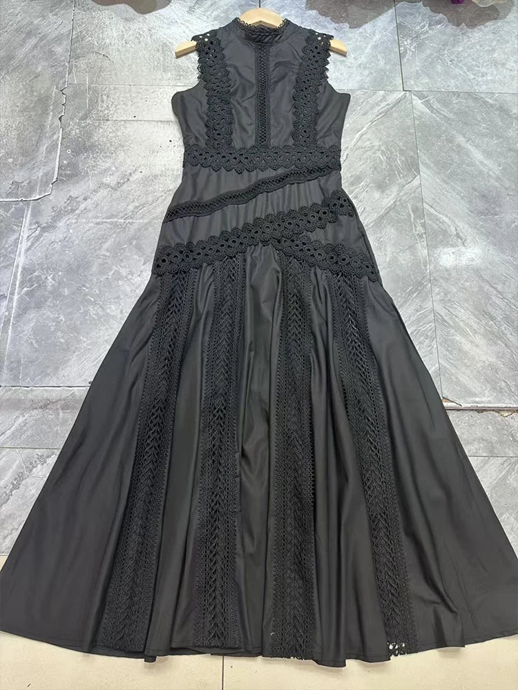 Women's Embroidered A-Line Dress – Elegant Sleeveless Statement Style