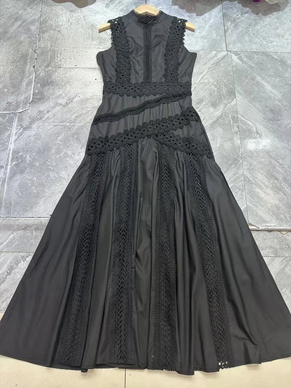 Women's Embroidered A-Line Dress – Elegant Sleeveless Statement Style