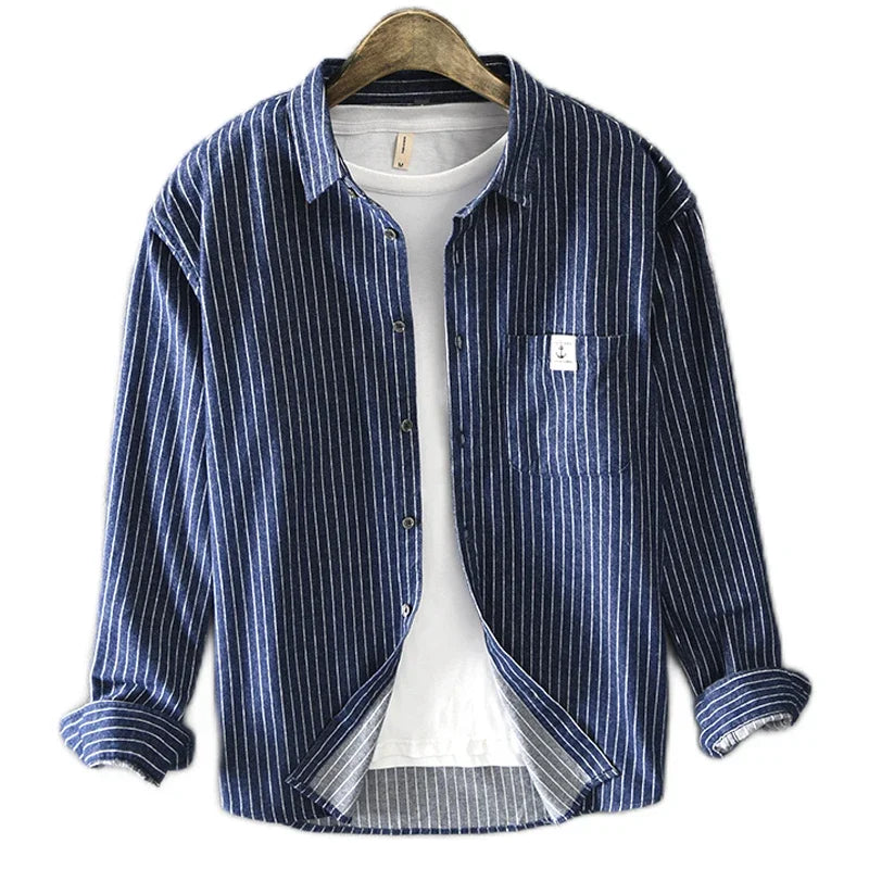 Men's Striped Cotton Shirt – Business Casual with Everyday Comfort