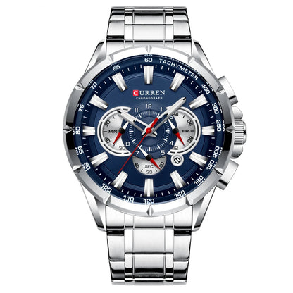 Steelmaster Chrono: Stainless Steel Chronograph Sports Watch for Men