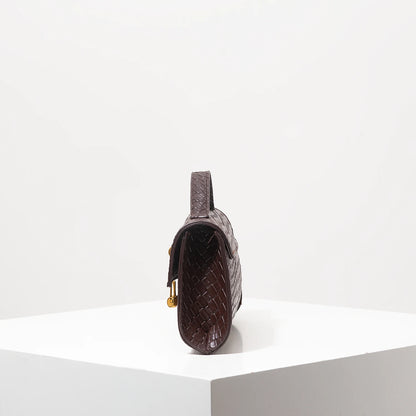 Vintage Faux Leather Woven Baguette Bag, Flap Women Clutch,Elegant Evening Bag,Burgundy Purse,Lady Dress Party,Wedding Item(Random Pattern)