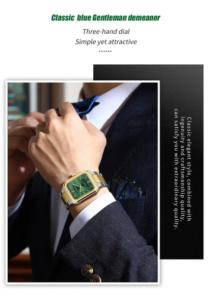 Edge Time: Rectangular Stainless Steel Business Watch for Men