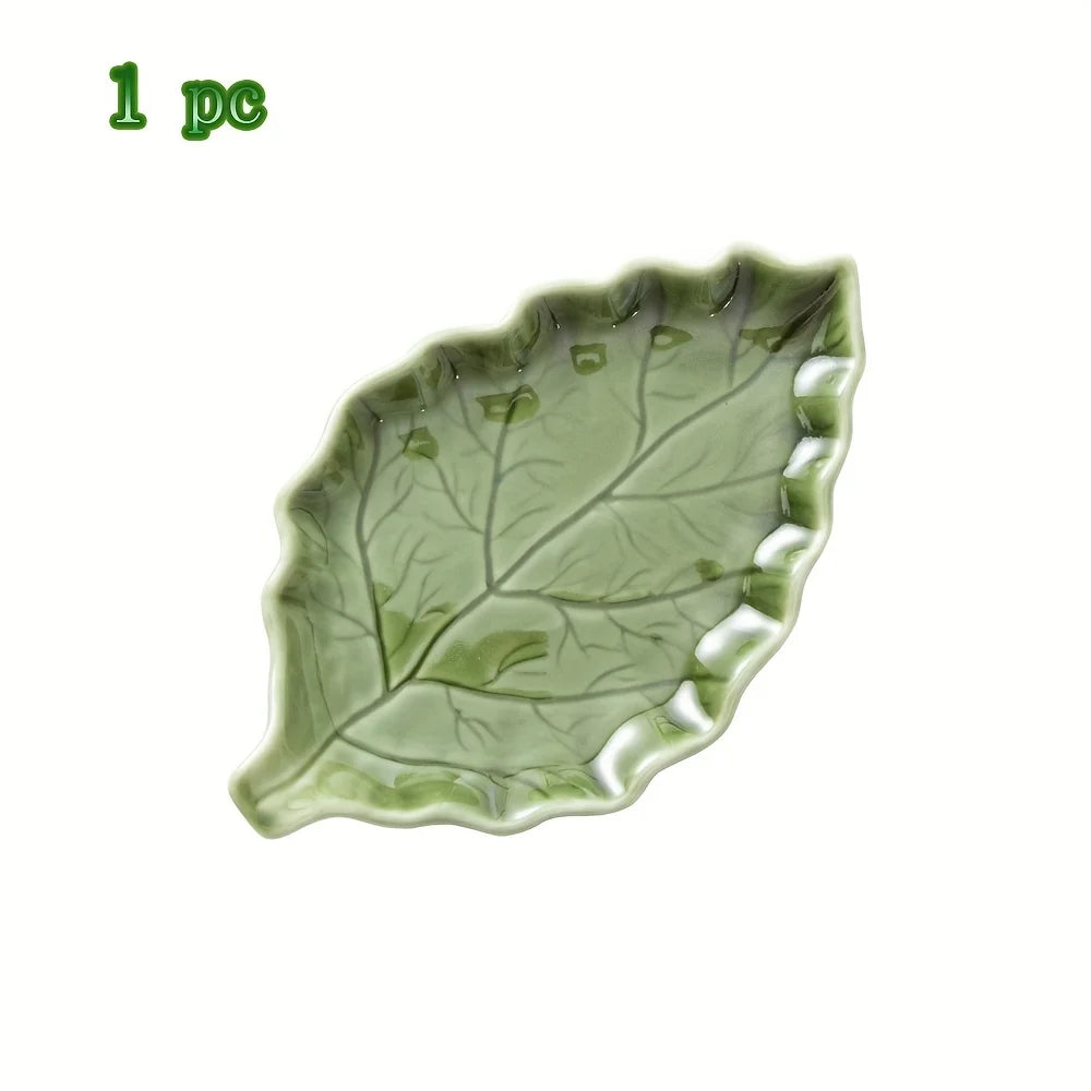 Green Leaf Ceramic Spoon Holder