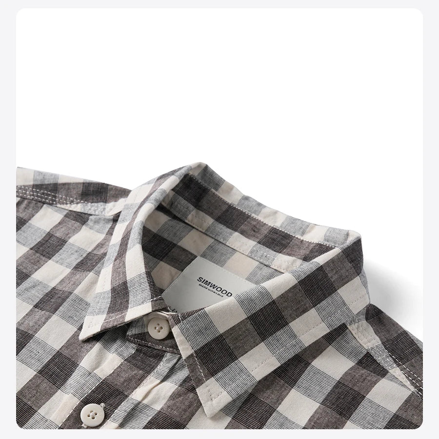Men's Oversized Plaid Linen-Cotton Shirt – Lightweight Comfort With Classic Style